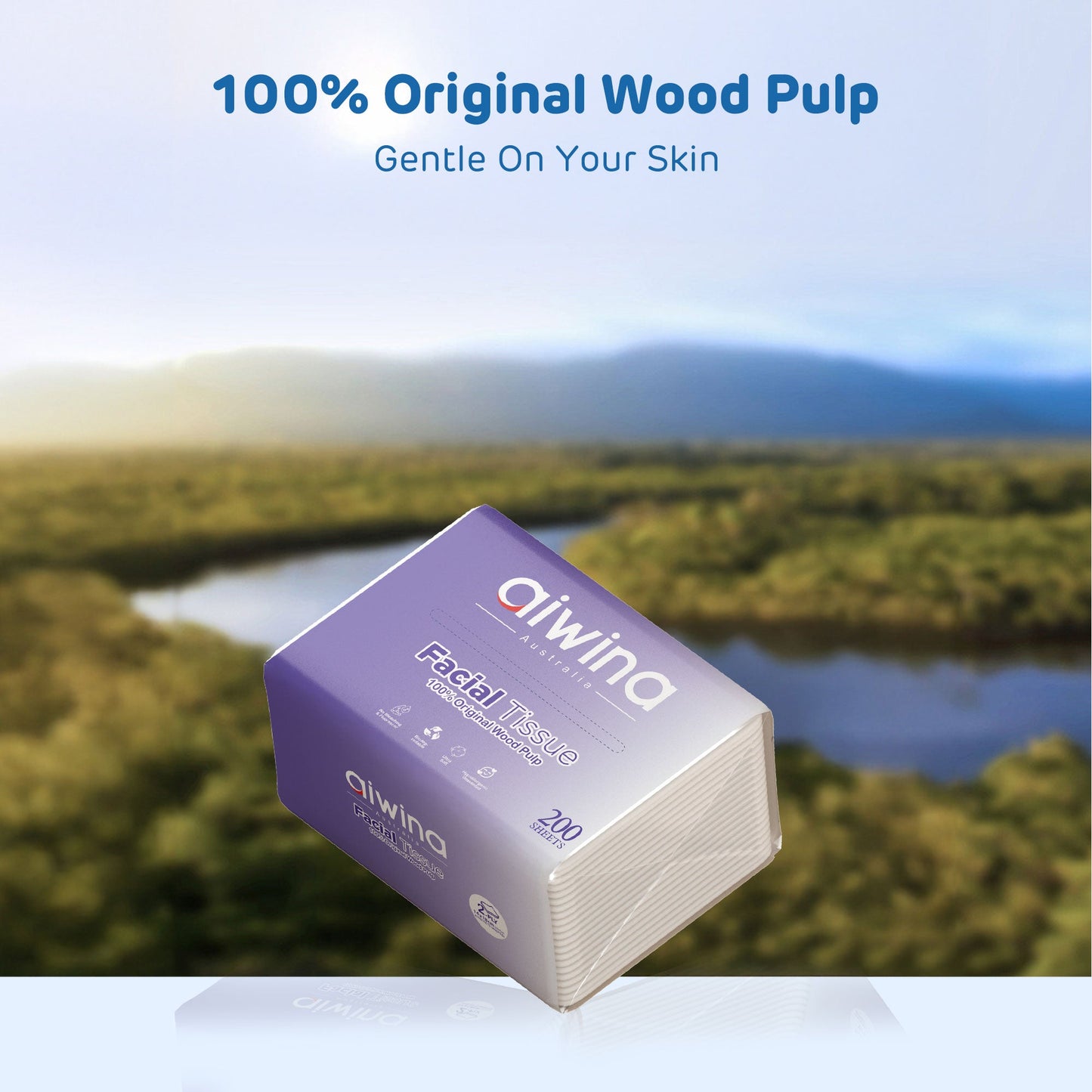 Aiwina 100% Original Wood Pulp Biodegradable Ultra Soft Facial Tissue