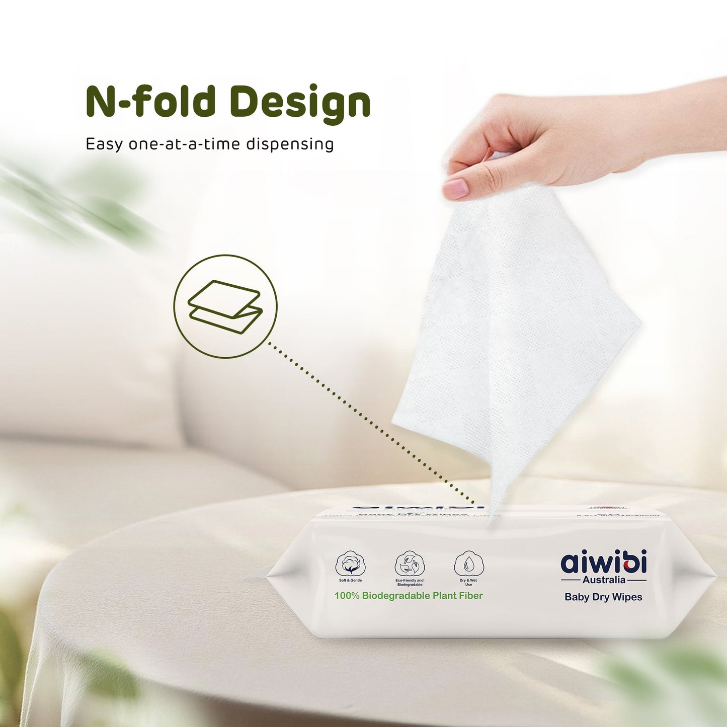 Aiwibi Baby Plant-Based Biodegradable Dry Wipes