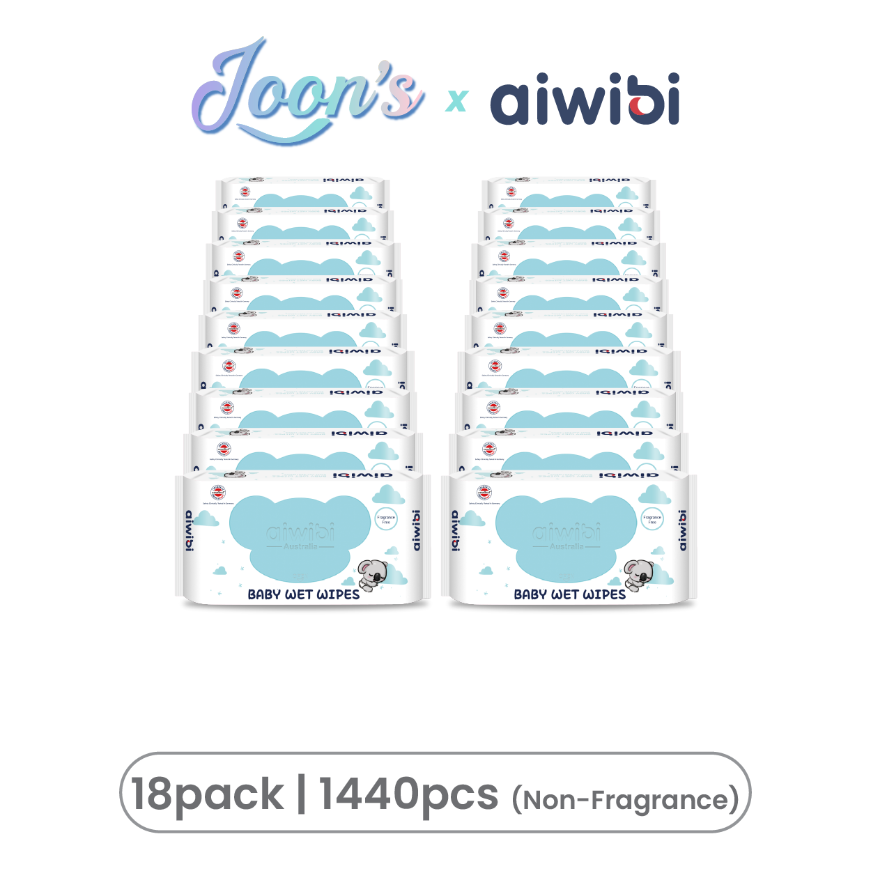 Aiwibi Gentle Soft Baby Wet Wipes 80 Pcs (Koala Lid)