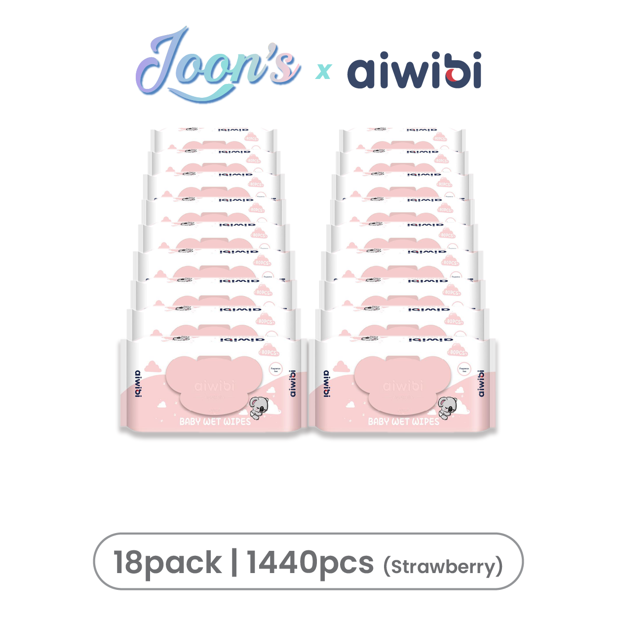 Aiwibi Gentle Soft Baby Wet Wipes 80 Pcs (Koala Lid)