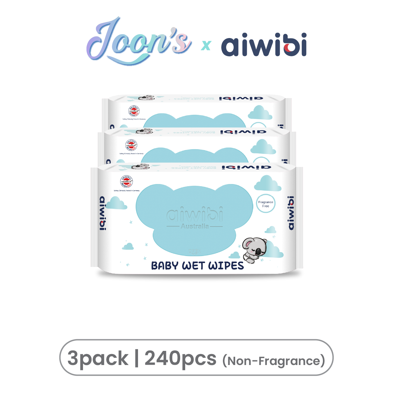 Aiwibi Gentle Soft Baby Wet Wipes 80 Pcs (Koala Lid)