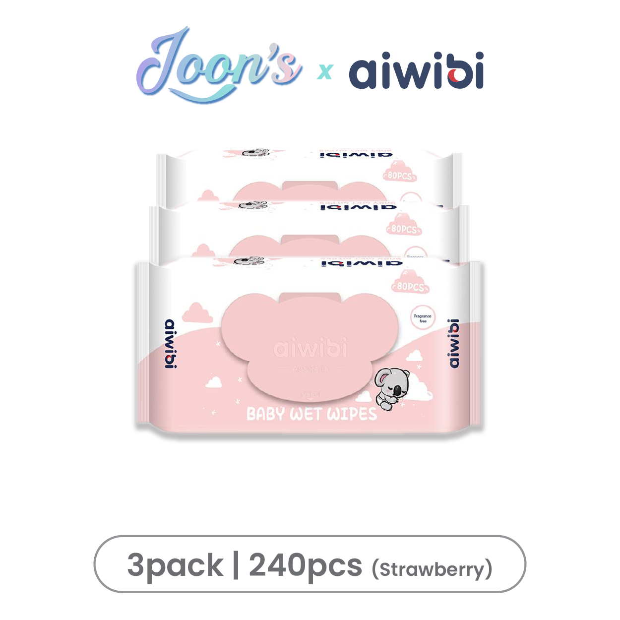 Aiwibi Gentle Soft Baby Wet Wipes 80 Pcs (Koala Lid)