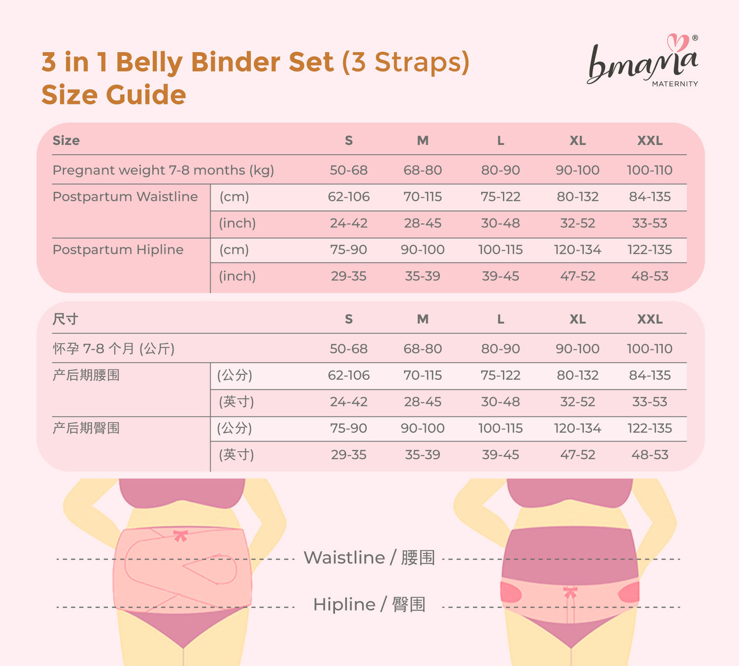 Bmama Pure Cotton Postpartum Belly Binder Set (3pcs)