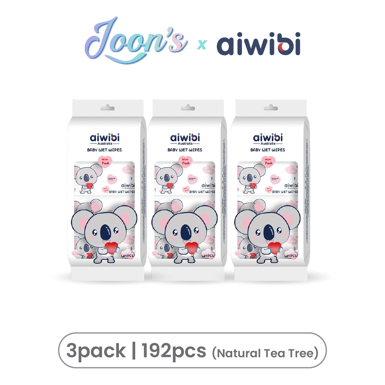 Aiwibi Baby Travel Mini Water Wipes (64's x 3Pack)