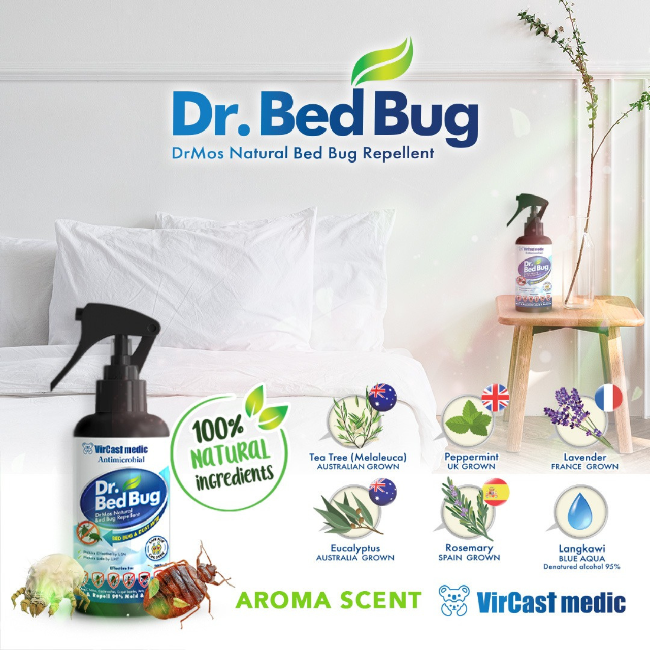 Vircast Medic Dr Bed Bug Natural Repellent Spray 300ml