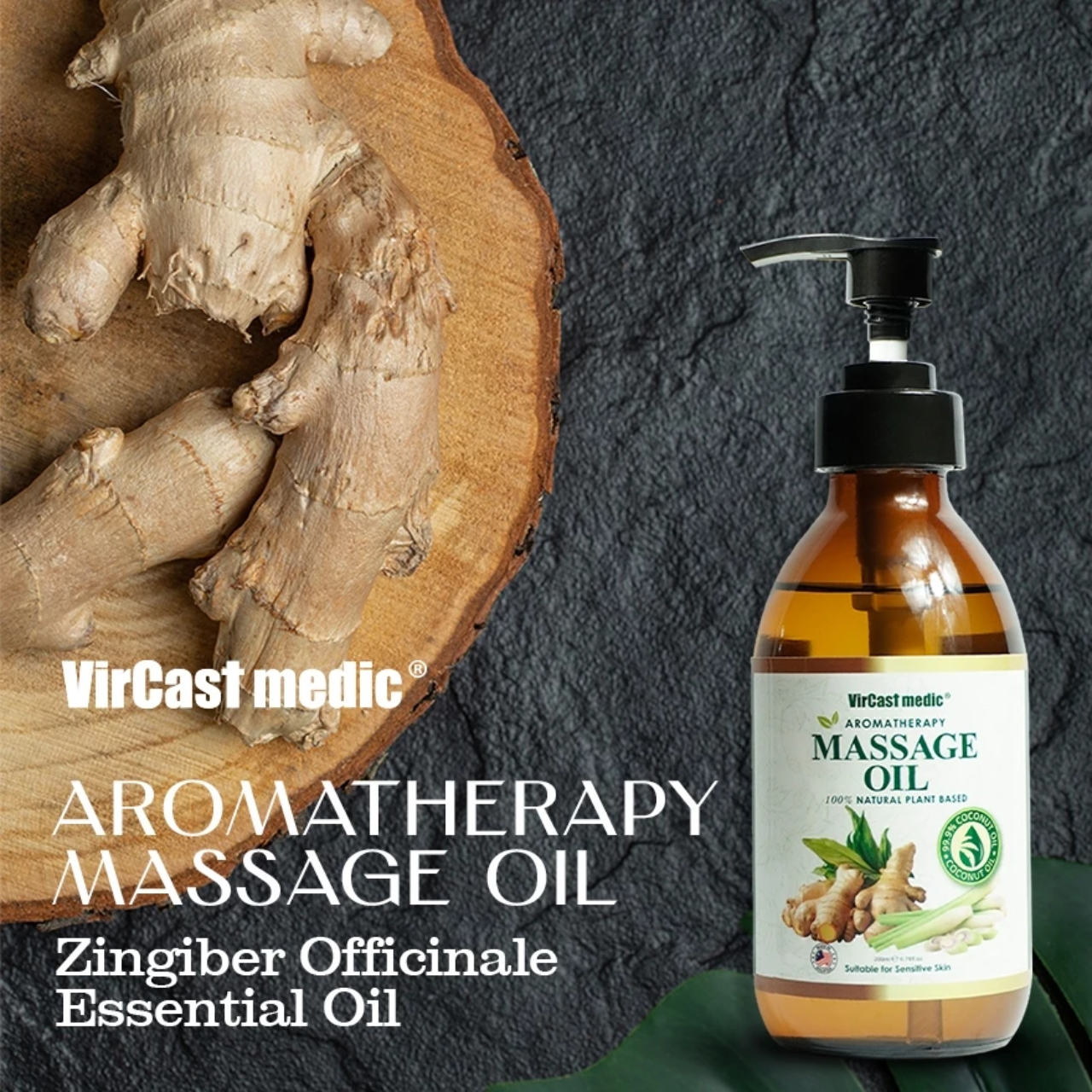 Vircast Medic Ginger & Lemongrass Massage Oil 200ml