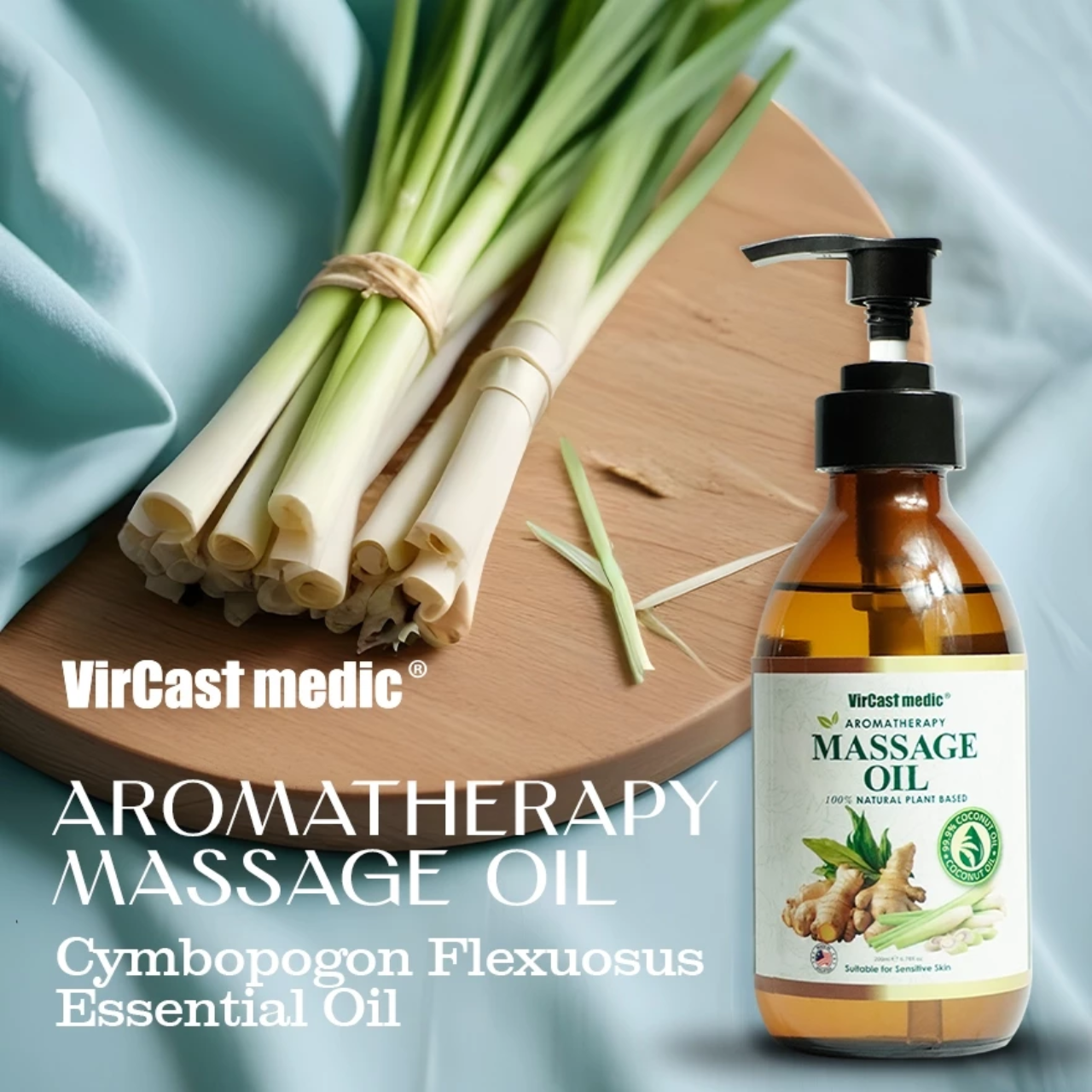 Vircast Medic Ginger & Lemongrass Massage Oil 200ml