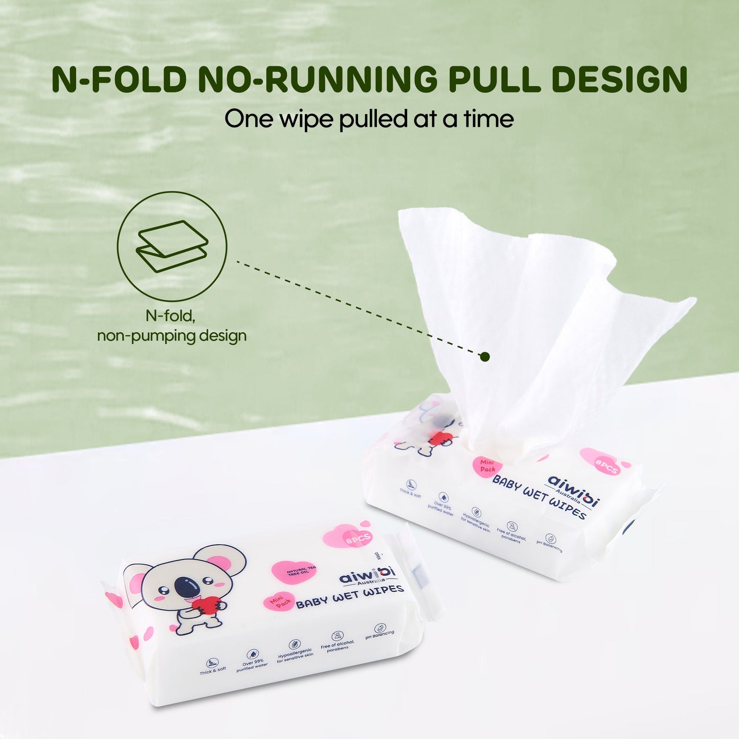 Aiwibi Baby Travel Mini Water Wipes (64's x 3Pack)