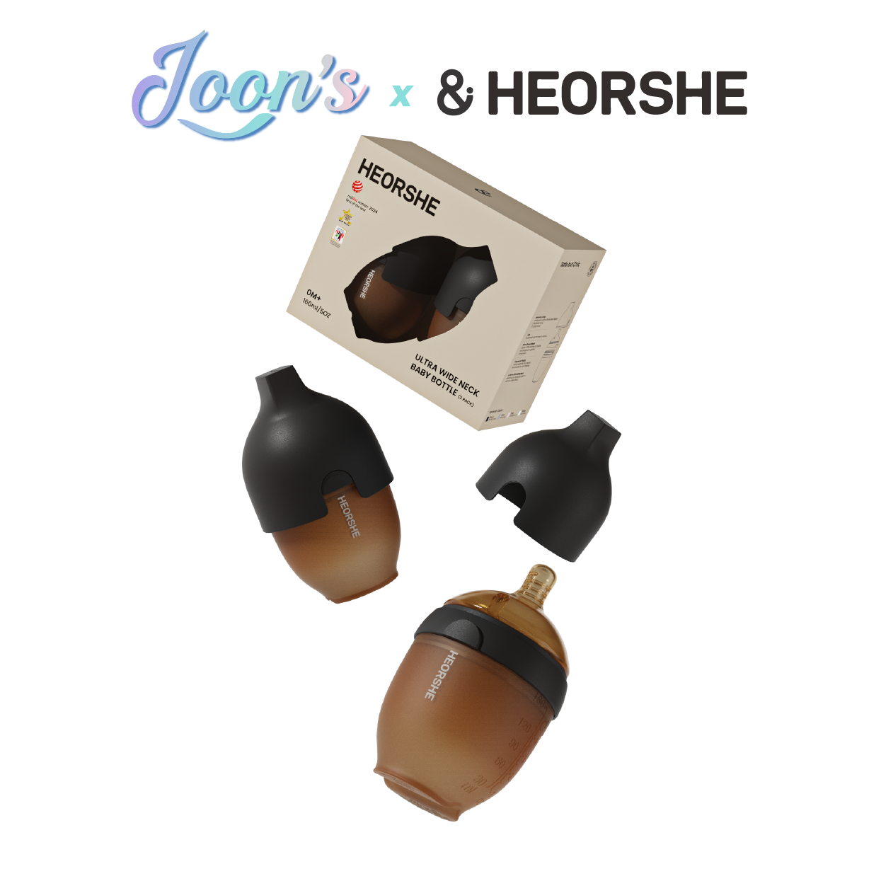 Heorshe Ultra Wide Neck Baby Bottle 2 Pack
