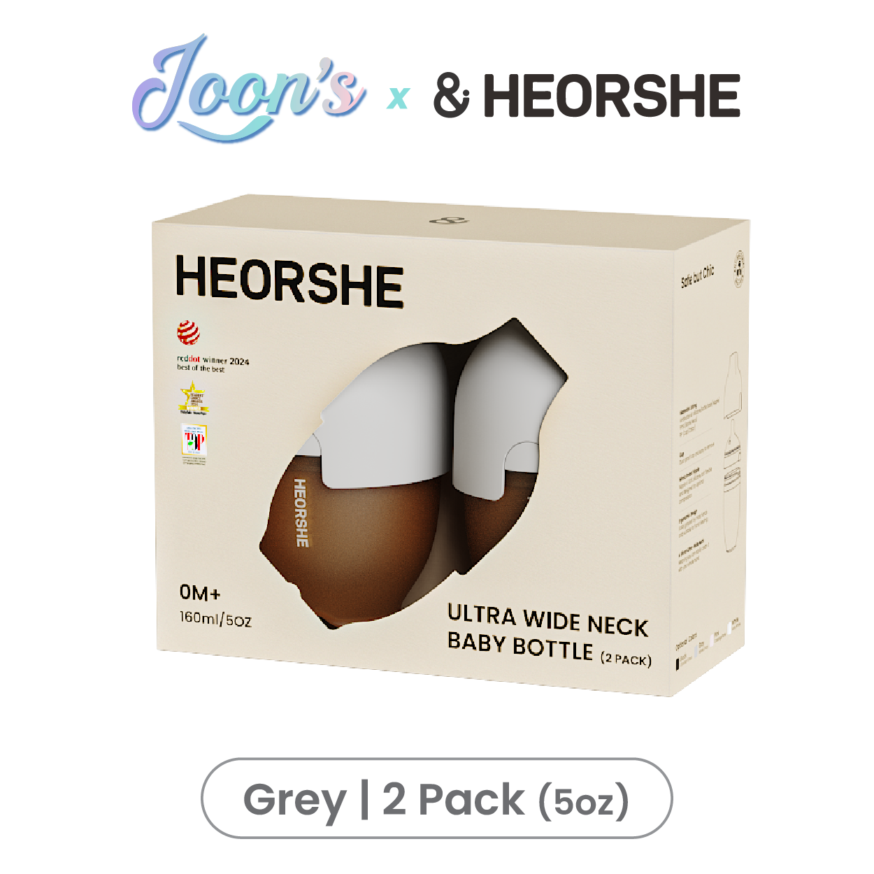 Heorshe Ultra Wide Neck Baby Bottle 2 Pack