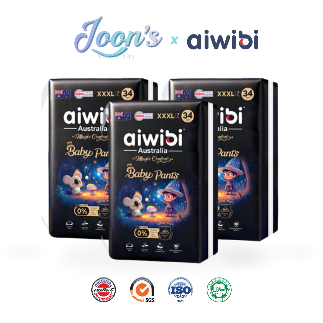 [May Special EAST MALAYSIA] Aiwibi Magic Comfort Baby Diaper Tape/Pant - 3Packs