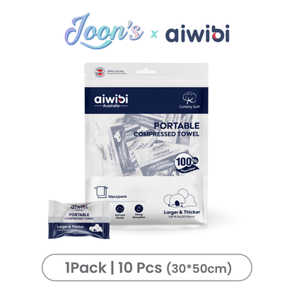 Aiwibi 100% Plant Fiber Portable Compressed Towel (30*50cm x 10's)