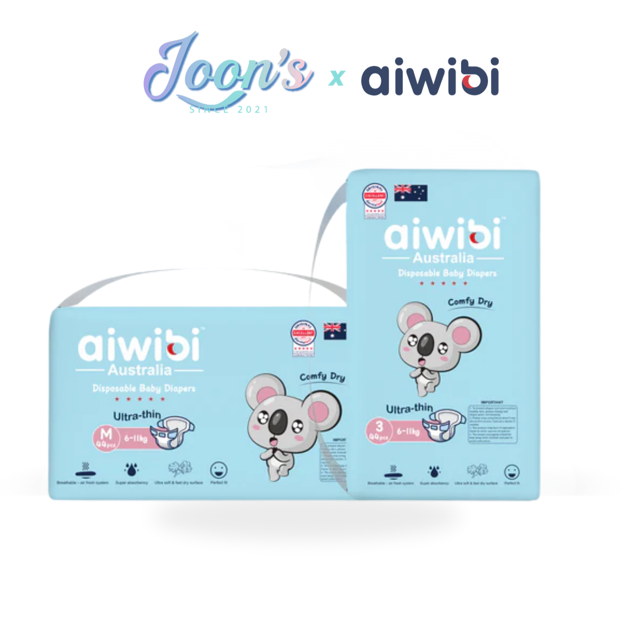 [May Special EAST MALAYSIA] Aiwibi Comfy Dry Baby Tape Diapers