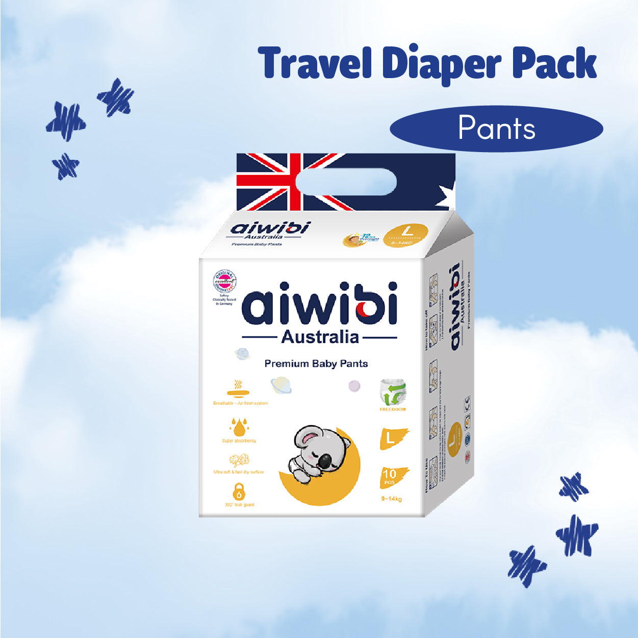 [Travel Pack] Aiwibi Baby Premium Natural Diapers Tape & Pants (1Pack)