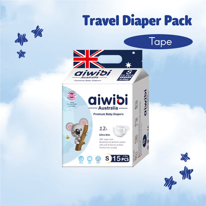 [Travel Pack] Aiwibi Baby Premium Natural Diapers Tape & Pants (1Pack)