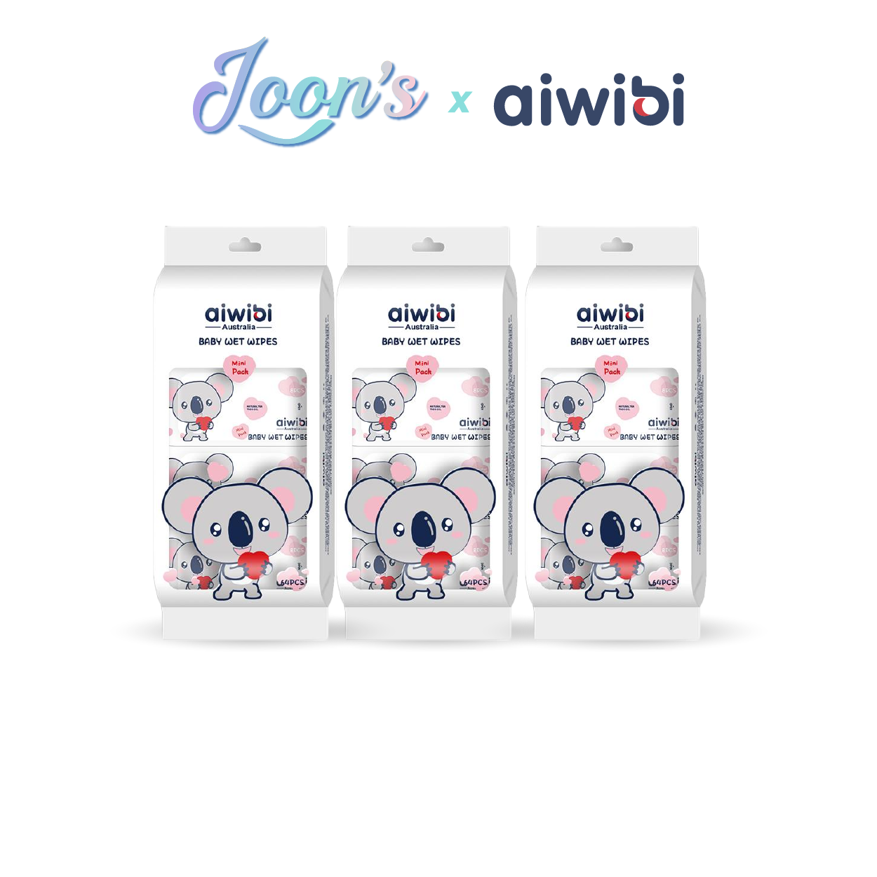 Aiwibi Baby Travel Mini Water Wipes (64's x 3Pack)