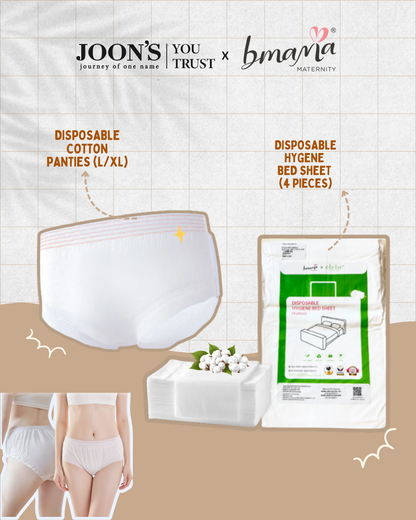 [May Special Combo] Bmama Disposable bedsheet with pillowcase 4pcs/ Disposable Panties 5pcs