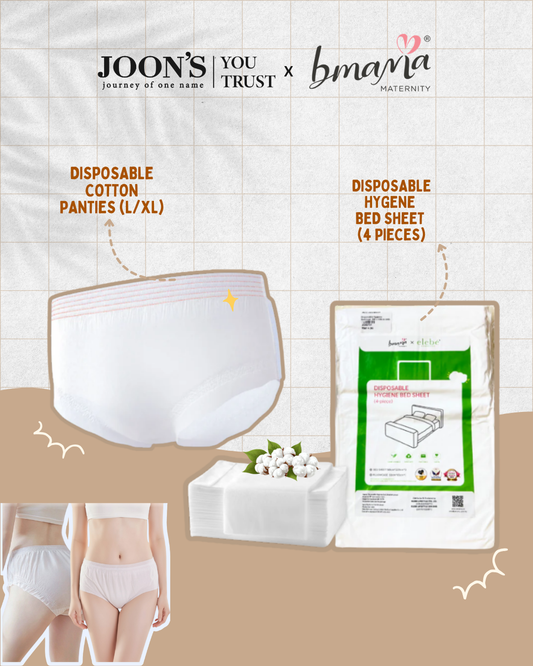 [May Special Combo] Bmama Disposable bedsheet with pillowcase 4pcs/ Disposable Panties 5pcs