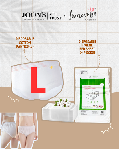 [May Special Combo] Bmama Disposable bedsheet with pillowcase 4pcs/ Disposable Panties 5pcs