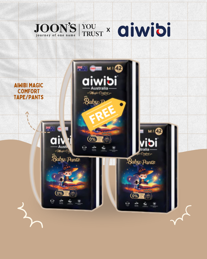 [May Special EAST MALAYSIA] Aiwibi Magic Comfort Baby Diaper Tape/Pant - 3Packs
