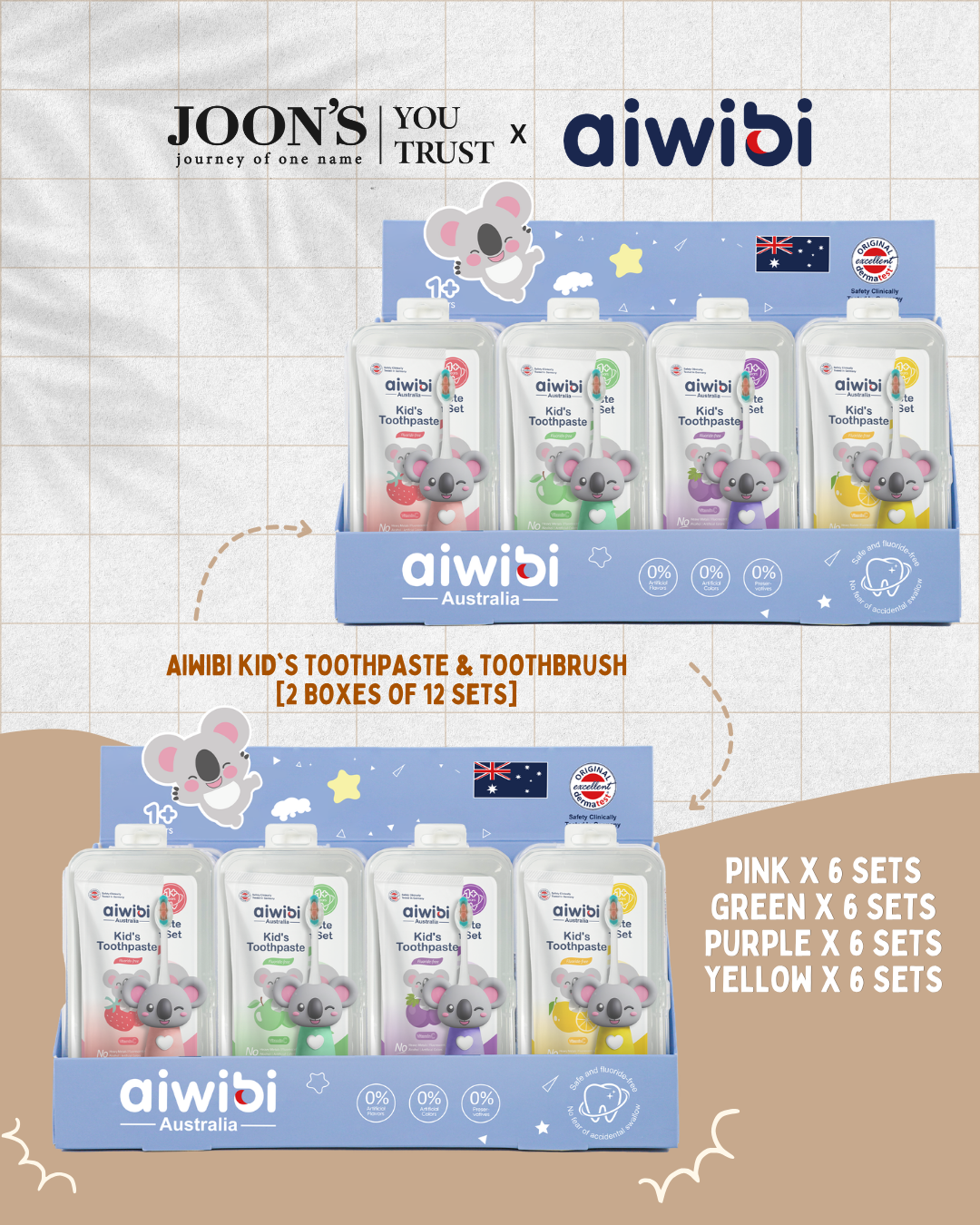 [After Party] Aiwibi Kid's Toothpaste & Toothbrush Set