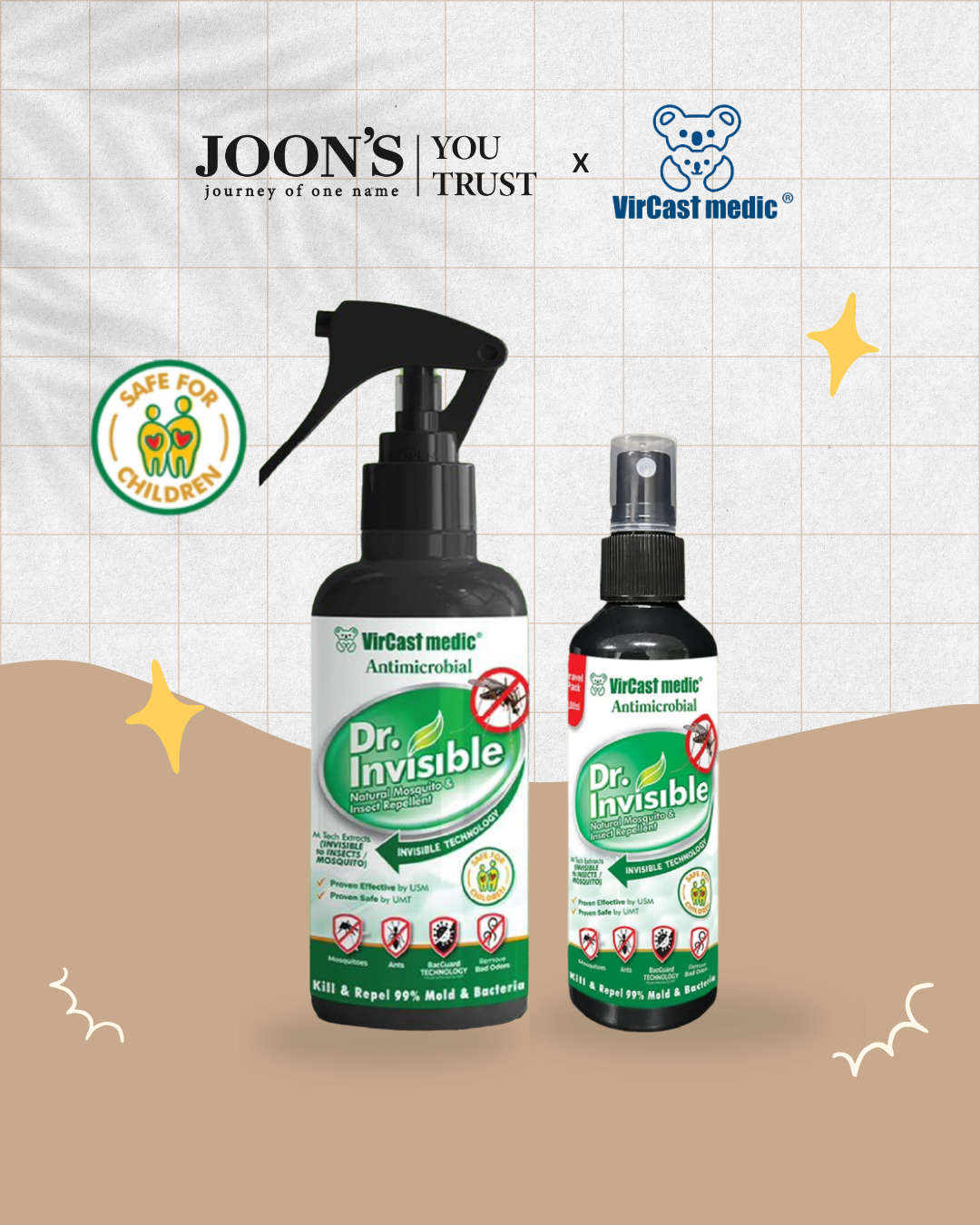 [May Special] Vircast Medic Dr Invisible Natural Mosquito Repellent Spray 300ml/100ml