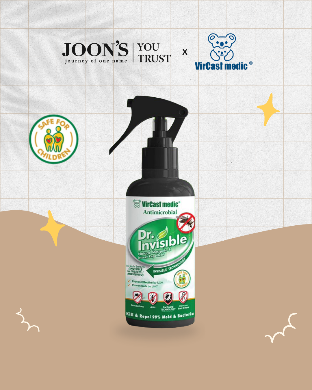 [May Special] Vircast Medic Dr Invisible Natural Mosquito Repellent Spray 300ml/100ml